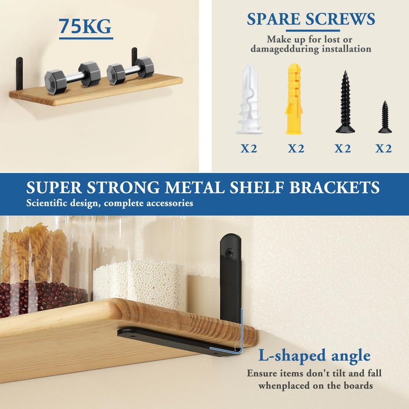 Mooche 4Pack Floating Shelf Bracket, Heavy Duty Shelf Brackets Metal L Brackets for Kitchen Bathroom Shelf Support Wall Mounted with Screw Included (Black, 8*5.5 Inch) - Image 3